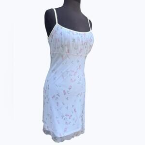 Y2K Charlotte Russe Milkmaid Coquette Sheer Floral Layered Babydoll Dress Sz M